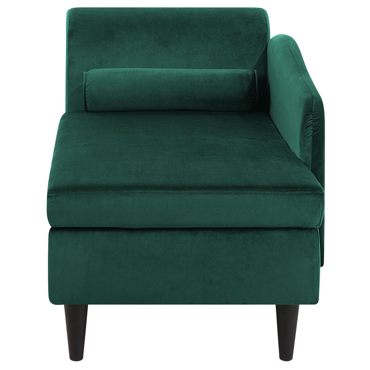 CHAISELONGUE Samtstoff smaragdgrün linksseitig Luiro - Dunkelbraun/Grün, Textil (160/77/70cm) - Beliani