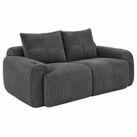 SOFA 2-Sitzer mit Cupholder 200 x 99 cm Cord Dunkelgrau - Dunkelgrau, Kunststoff (99/80/200cm) - Meubliv