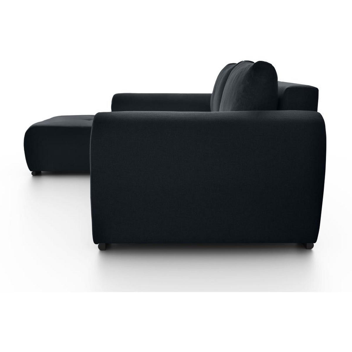 ECKSCHLAFSOFA Diana mt Bettkasten schwarz links - Schwarz, Textil (255/175cm) - Beautysofa
