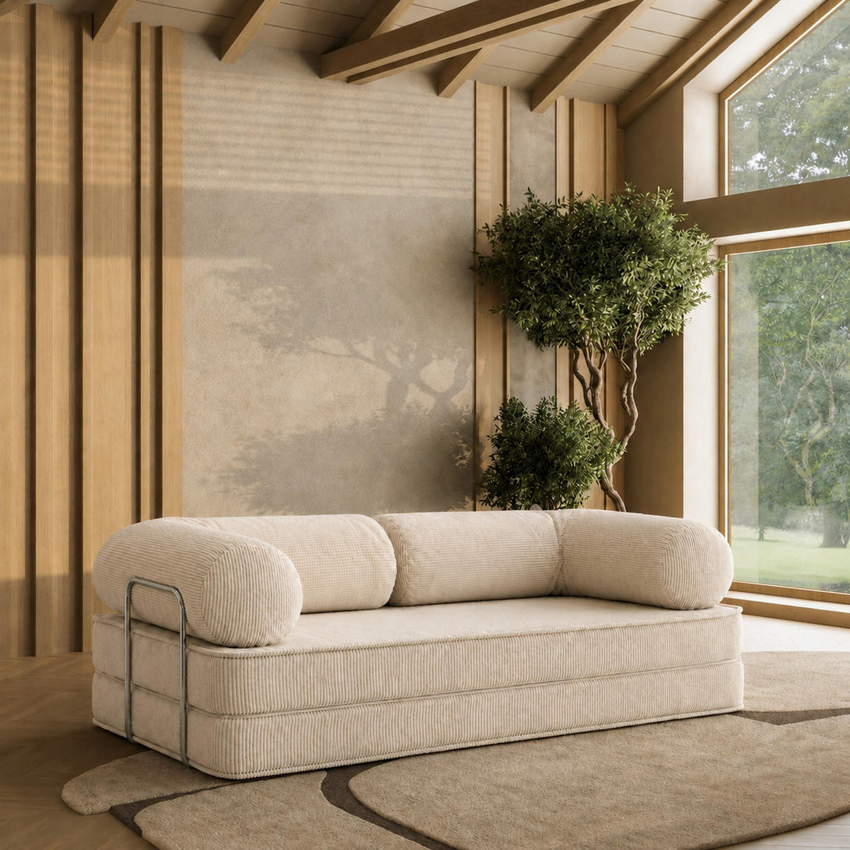 MINIMALISTISCHES Design Sofa für das Wohnzimmer Grau - Grau, Textil (200/70/100cm) - SURB
