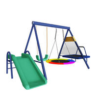 SCHAUKELGESTELL mit Rutsche, Trampolin,345x200x183 cm - Blau, Metall (345/183cm)
