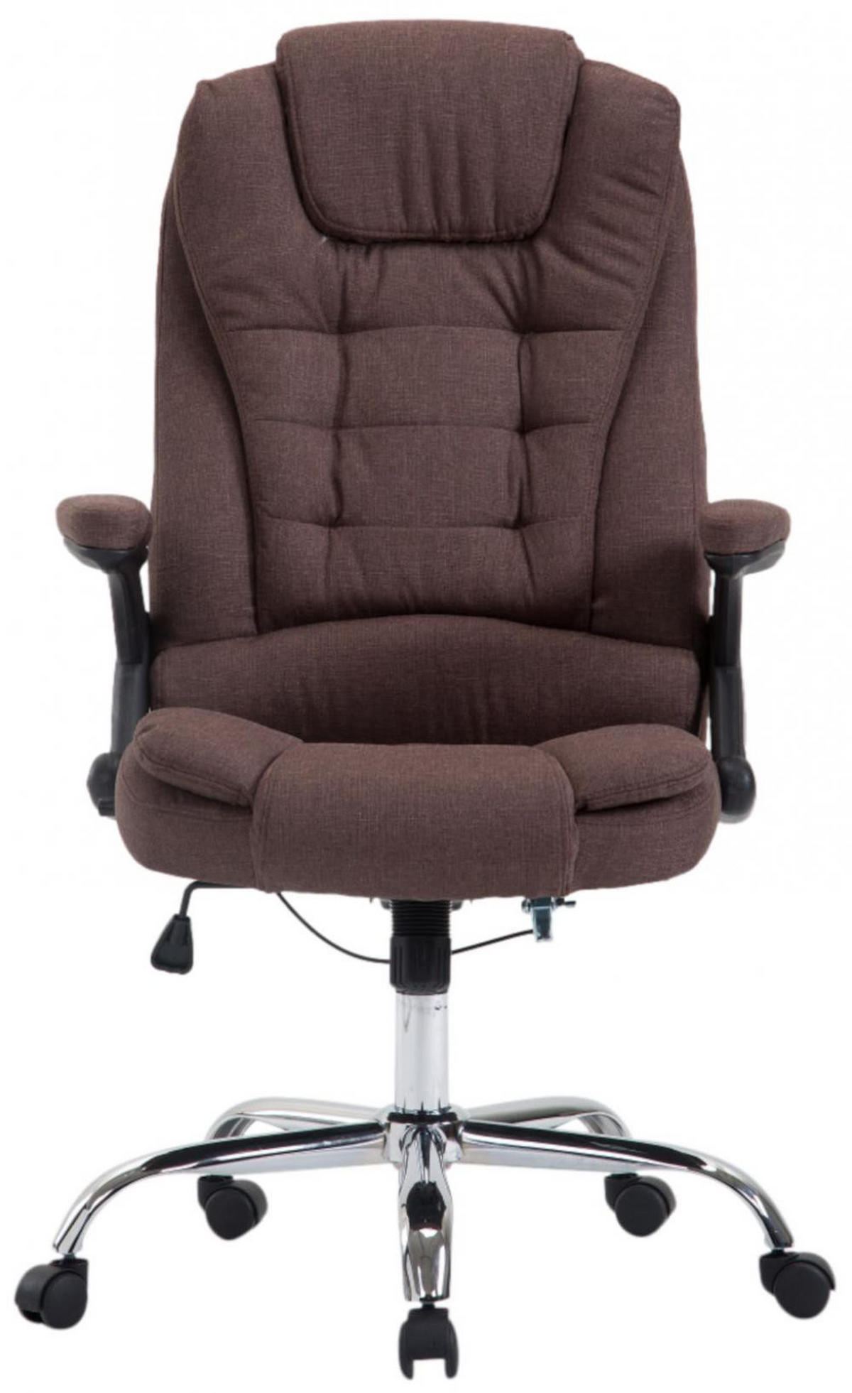 CHEFSESSEL Stoff braun - Chromfarben/Braun, Textil/Metall (69.5/113/78cm) - CLP
