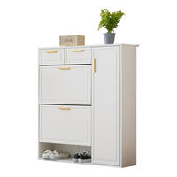 SCHUHSCHRANK aus Spanplatte 95x24x107,5cm in Weiß mit Schubladen - Weiß, Holzwerkstoff (95/107.5/24cm) - Modfu