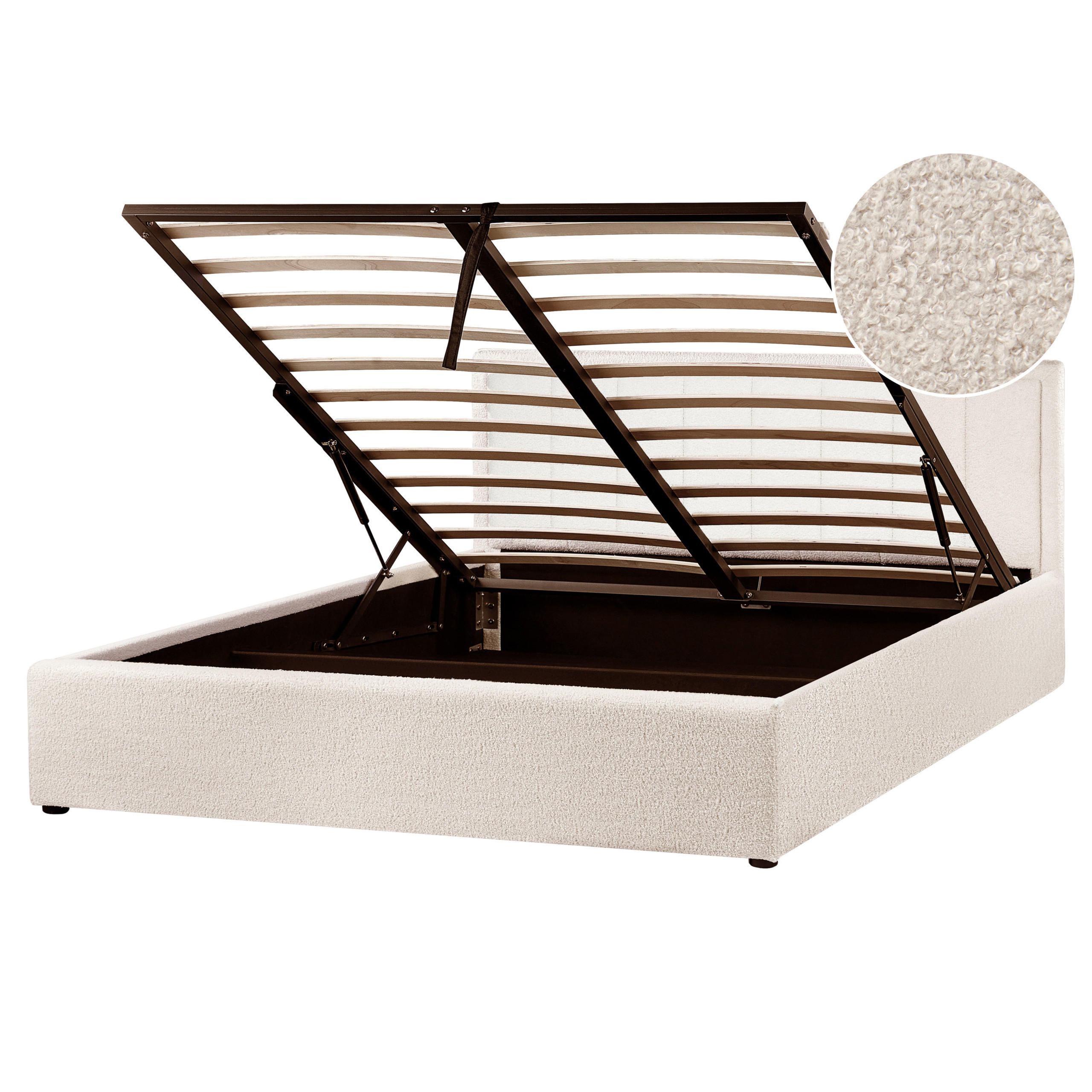 BETT mit Stauraum 160/200 cm Bouclé Beige Montlaur - Beige, Textil (160/200cm) - Beliani