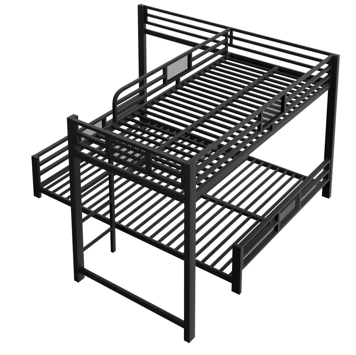 ETAGENBETT 140/200 cm schwarz aus Metall mit L-Form - Schwarz, Metall (140/200cm) - OKWISH