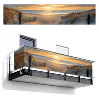 BALKON-SICHTSCHUTZ Strand - Dünen - Sonnenuntergang 500x110 cm - Sandfarben, Kunststoff (500/110cm) - MuchoWow