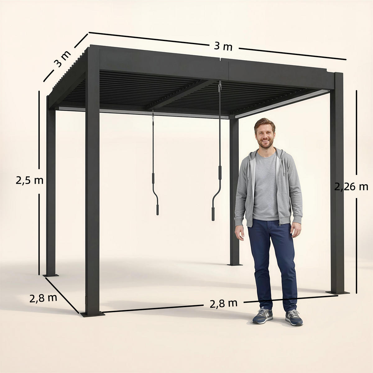 PERGOLA Aluminium Dunkelgrau - Dunkelgrau, Metall (300/250/300cm) - Outsunny