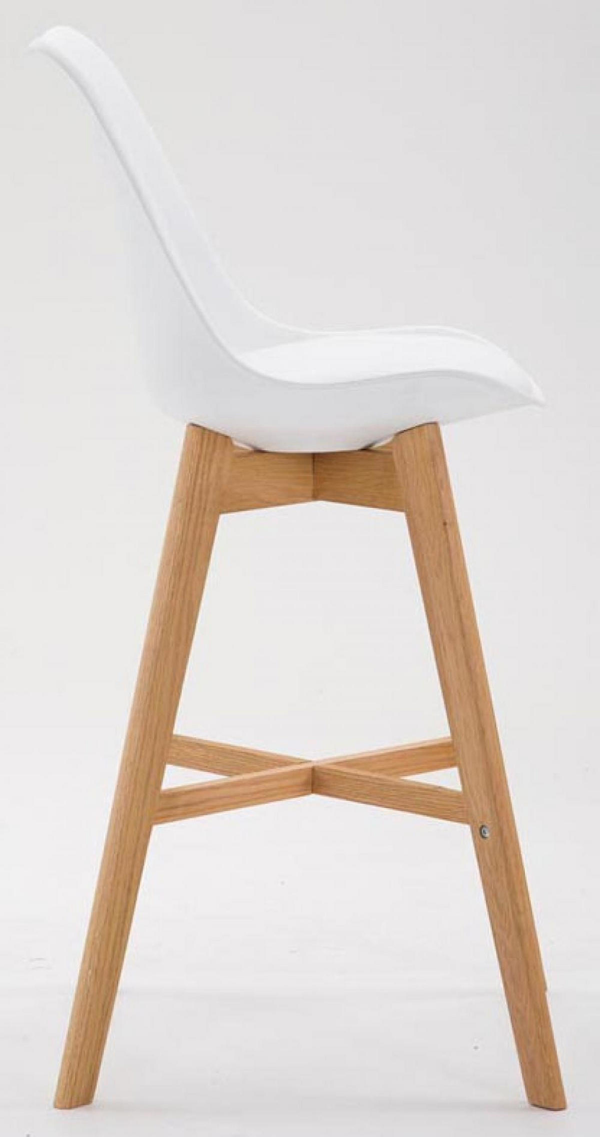 BARHOCKER 2er Set Kunststoff weiß - Eukalyptusholzfarben/Weiß, Holz/Kunststoff (48/112/56cm) - CLP