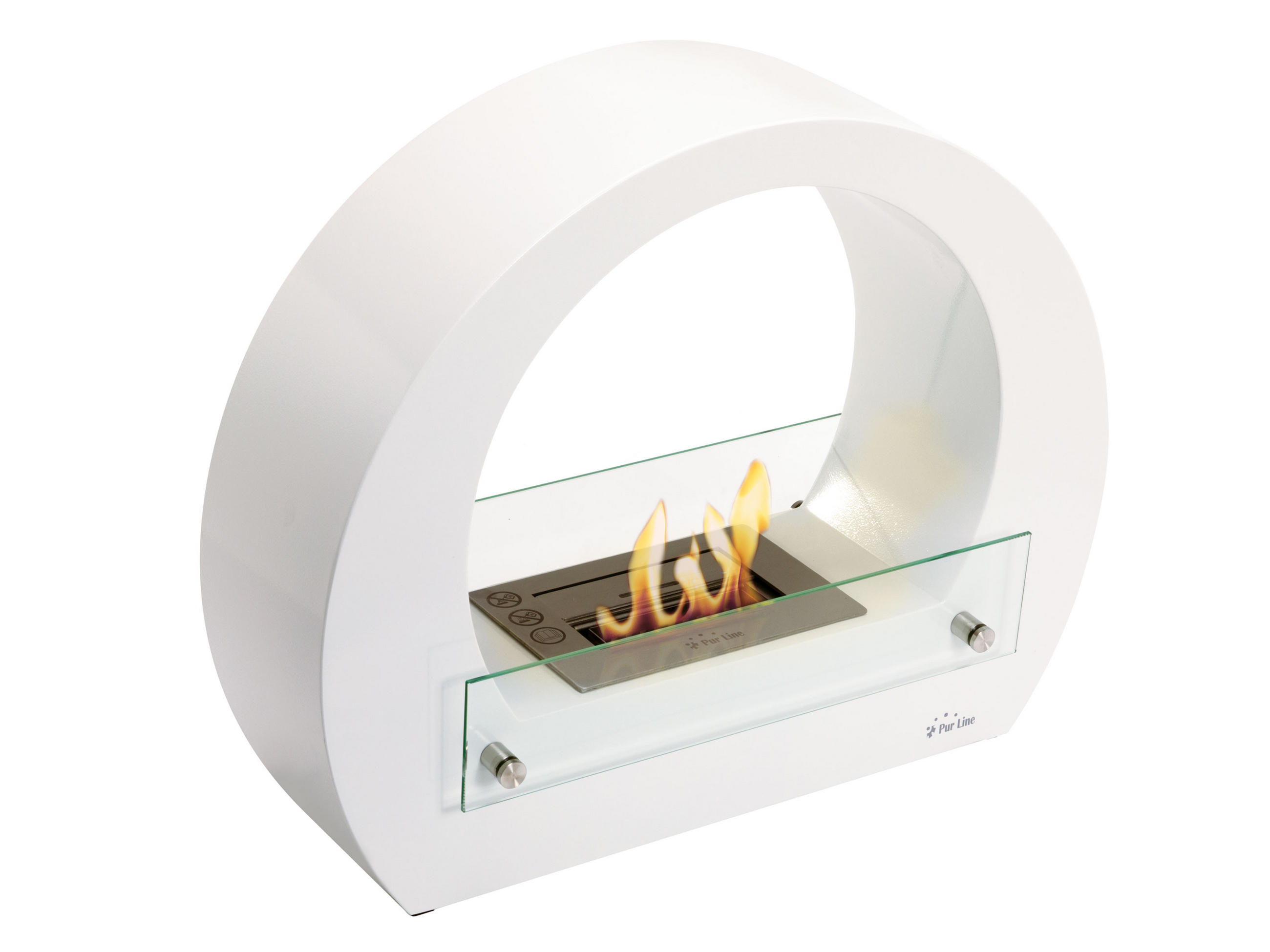 BIOETHANOL-KAMIN Weiß Bodenmodell inklusive 1.25 L Brennblock - Weiß, Metall (64/52/18cm) - Purline