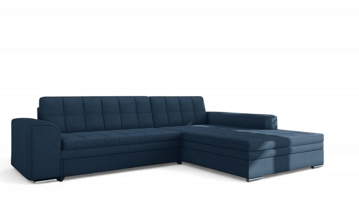 ECKSOFA Lusaka Mit Schlaffunktion - Dunkelblau, Holzwerkstoff/Textil (198/292cm) - Fun Möbel
