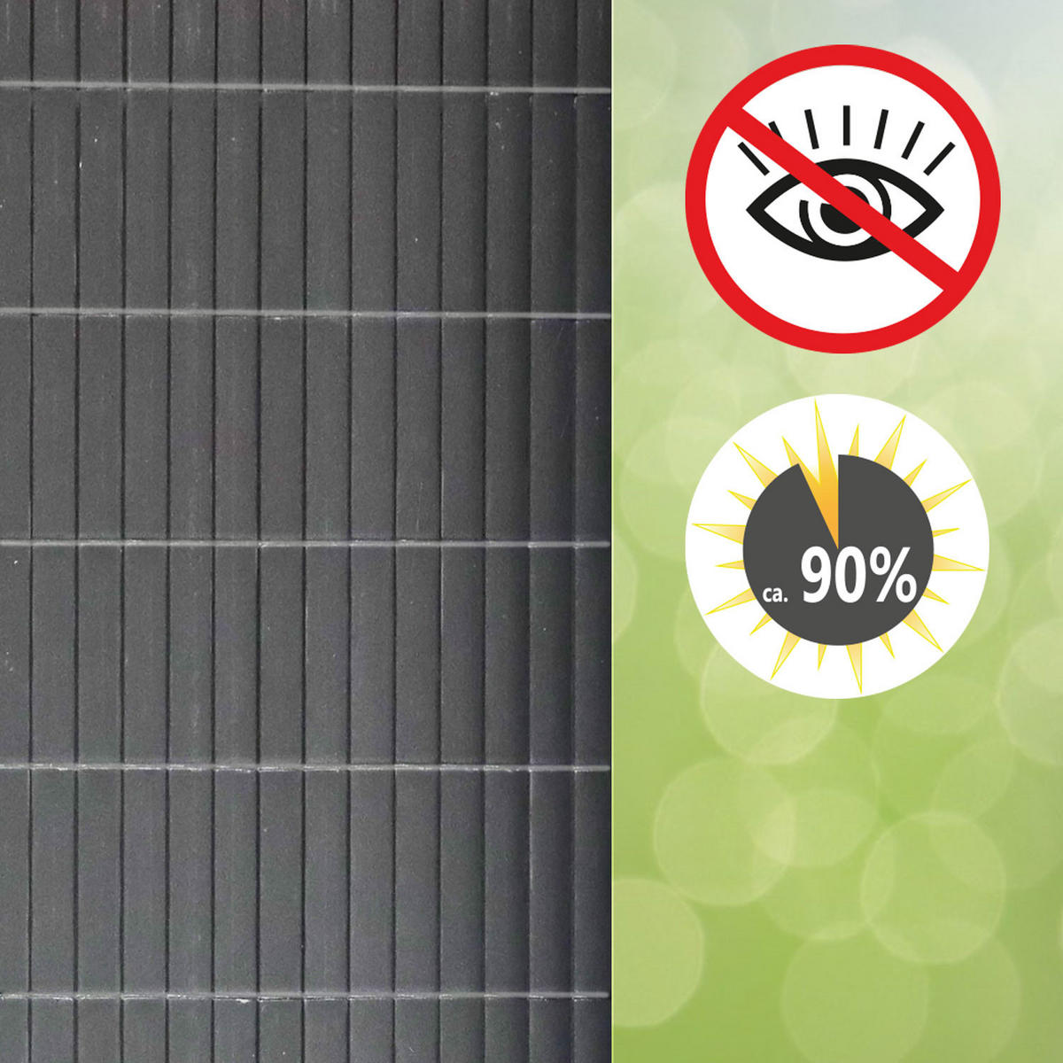 100X500 Sichtschutz Balkon - PVC Sichtschutzmatte Garten - Windschutz Terrasse - Grau, Kunststoff (0.9/100cm) - urfence