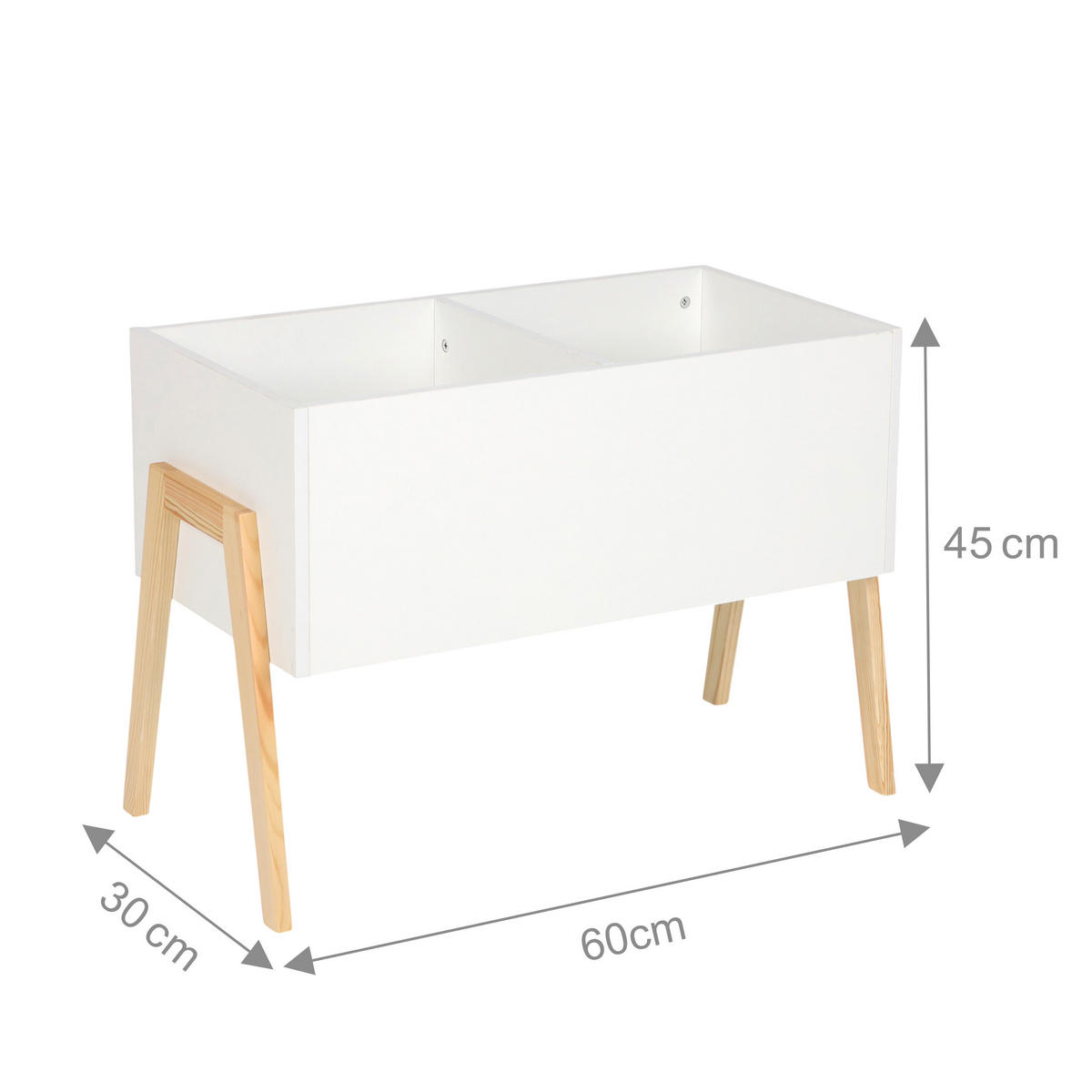 KINDERTRUHE Weiß Natur 2 Fächer - Weiß, Holz/Holzwerkstoff (60/30cm) - Relaxdays