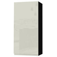 HÄNGESCHRANK Florence W4/45 Schwarz / RAL 1013 perlweiß HG 45 / 32,5 / 96cm - Türanschlag rechts - Weiß Hochglanz/Schwarz, Holz/Holzwerkstoff (45/96/32.5cm) - Feldmann-Wohnen