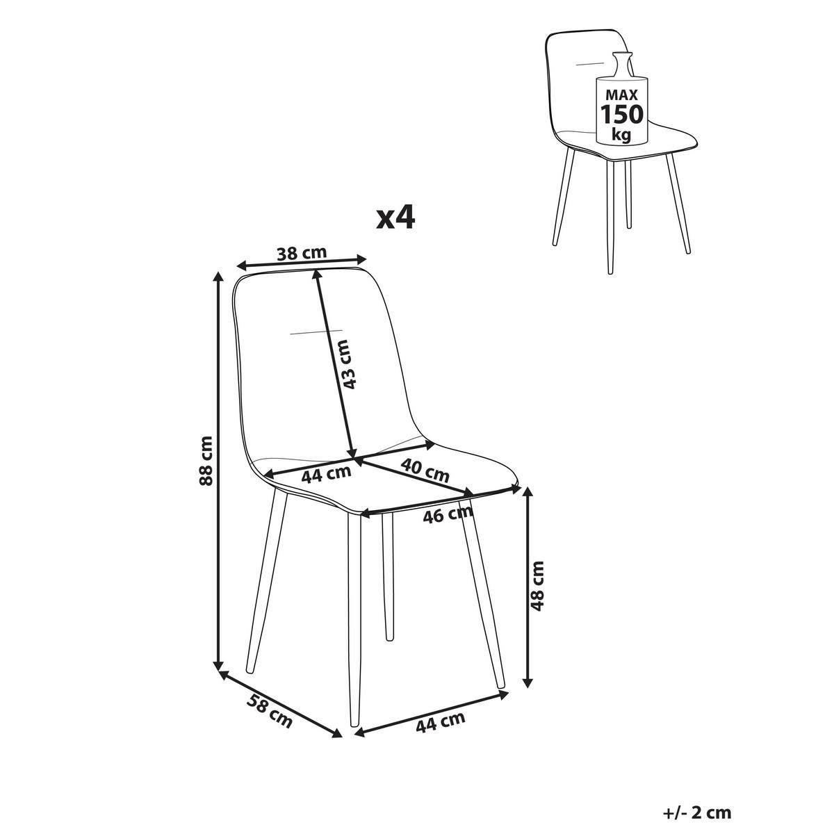 ESSZIMMERSTUHL 4er-Set Beige Tuscola - Beige/Schwarz, Textil (46/88/58cm) - Beliani