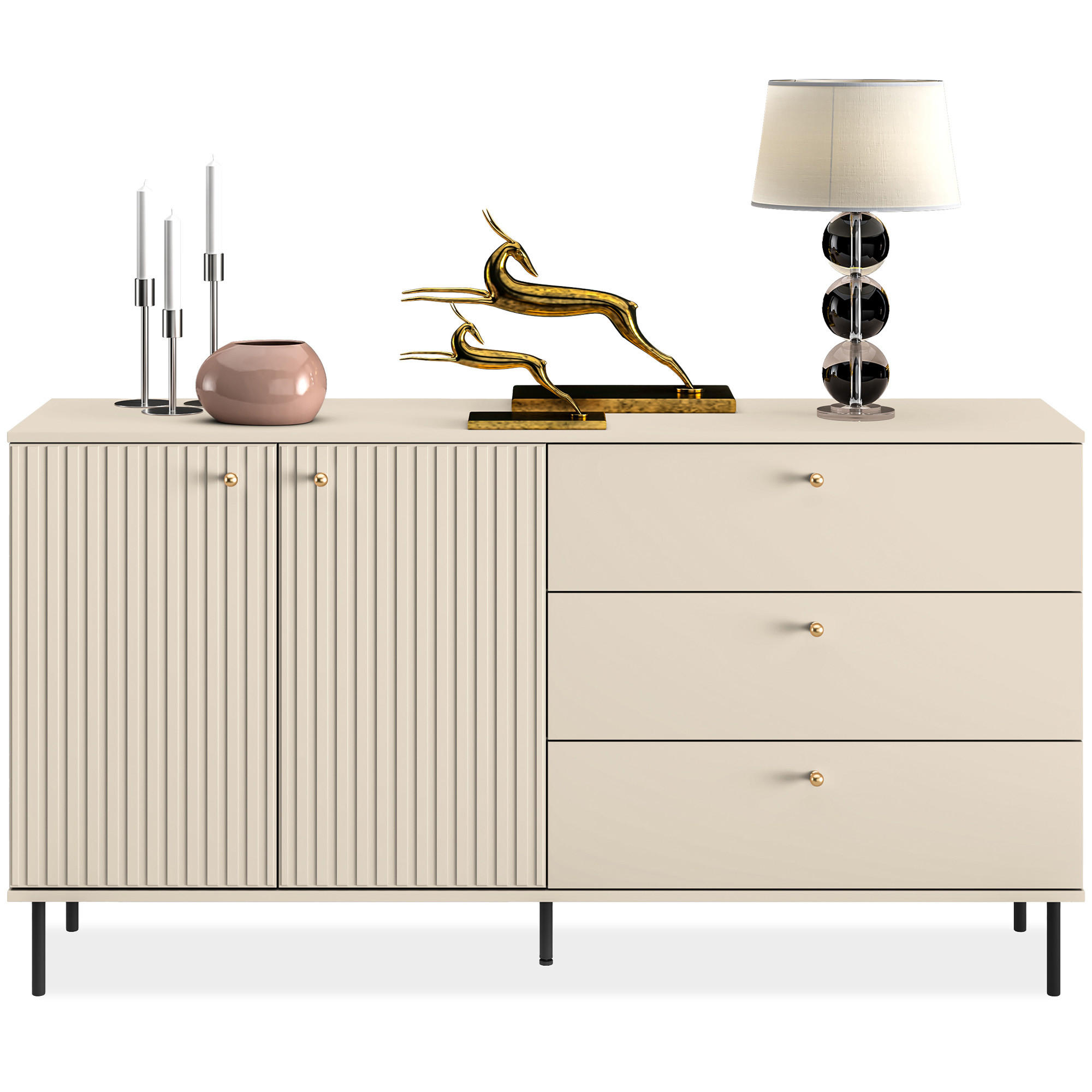 Thumbnail - Konsimo® Kombikommode, Creme, Holz, 160x85x40 cm, Hergestellt in Europa, Wohnzimmer, Kommoden & Sideboards, Sideboards