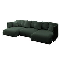 WOHNLANDSCHAFT mit Schlaffunktion und Bettkasten ONESK-U 304x165x40 Grün Cord - Grün, Holzwerkstoff/Kunststoff (304/90/165cm) - ALTDECOR