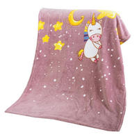 BABY FLEECEDECKE 75x100cm - Einhorn - Dunkelrosa, Textil (75/100cm)
