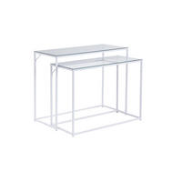 KONSOLENTISCHE 2er-Set ALCUDIA, Einscheibensicherheitsglas, Weiß, 100 x 40 x 77 cm - Weiß, Glas/Metall (40/100/77cm) - KADIMA DESIGN