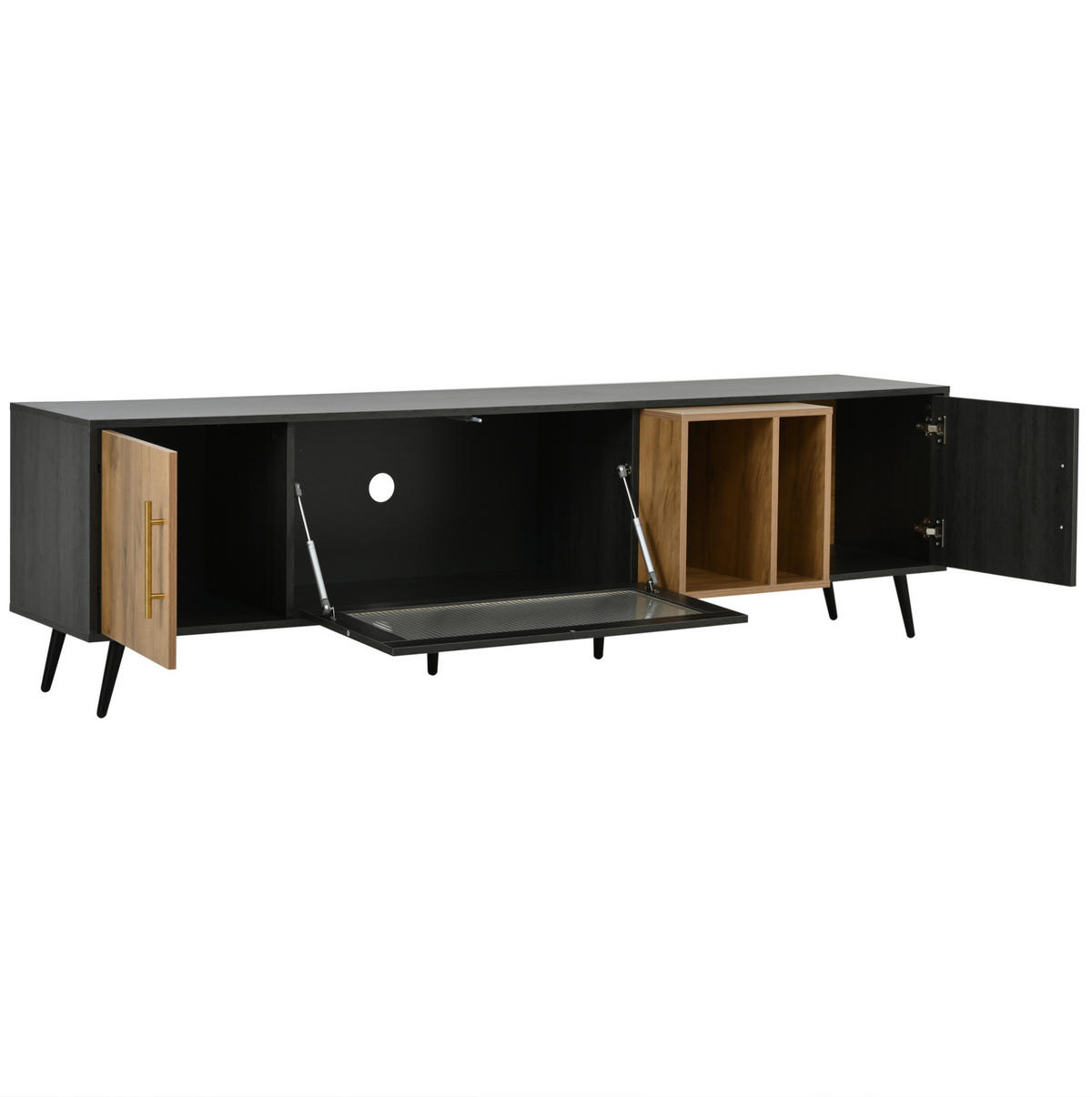 TV-SCHRANK in Grau/Braun mit 3 Türen und Kabeldurchführungen 200/40/55.5 cm - Grau, Holzwerkstoff (200/55.5/40cm) - Redom