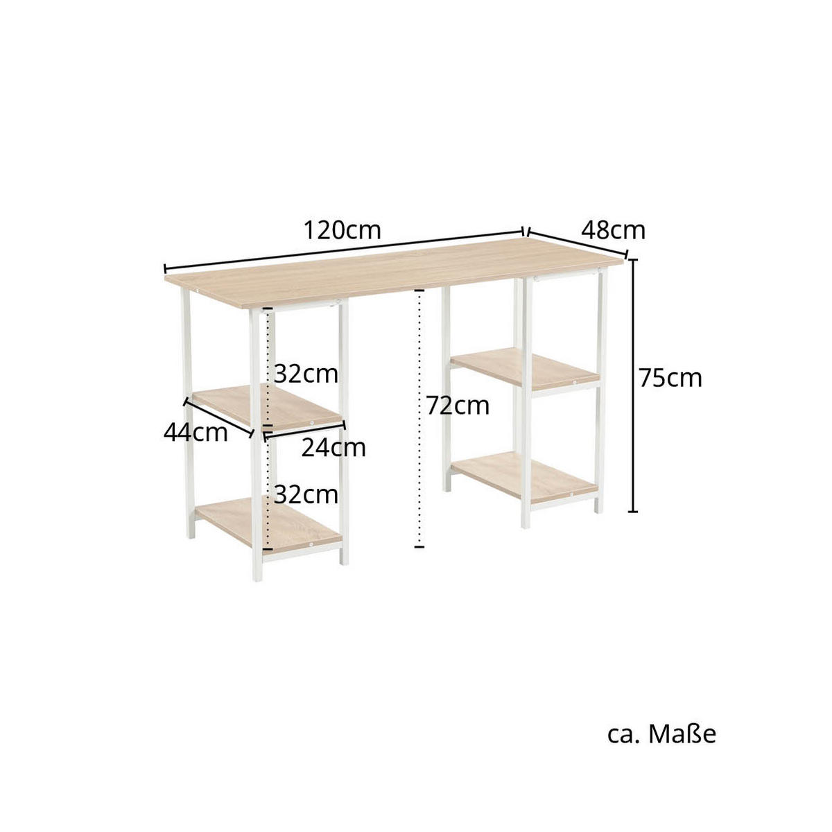 SCHREIBTISCH STUDIO Regal Nussbaum-Optik schwarze Metall-Beine - Braun, Holzwerkstoff (120/48/75cm) - SVITA