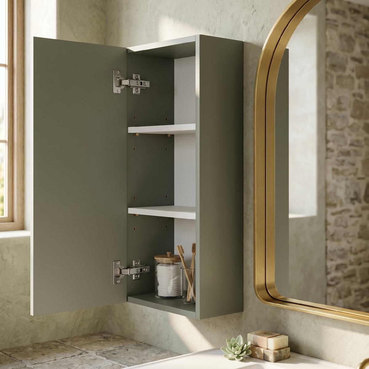 SPIEGELSCHRANK Goldfarben 50/14,5/70 cm mit LED-Beleuchtung - Goldfarben, Glas (50/70/14.5cm) - PANGIVO