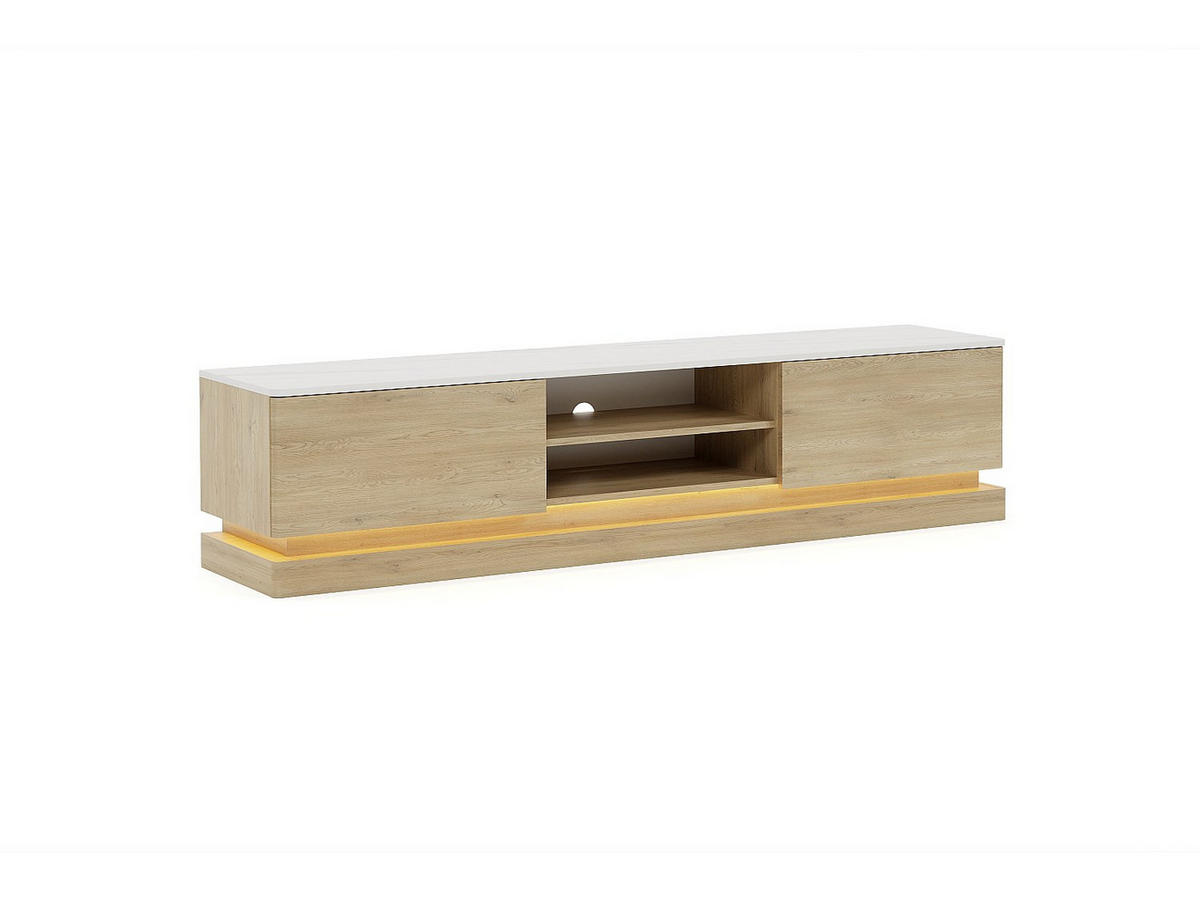 TV-BOARD - 190 cm x 40 cm - holz - naturfarben hell, weiß Devika - Naturfarben/Weiß, Holz (190/44/40cm) - Vente-Unique