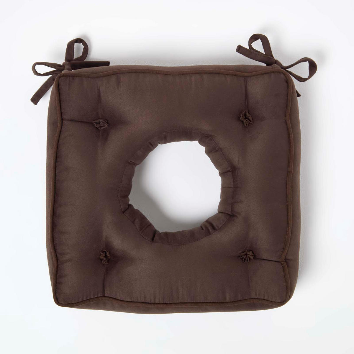STUHLKISSEN 40/40/10 cm, braun mit Aussparung – Velours Entlastungskissen - Braun, Textil (40/40/10cm) - Homescapes