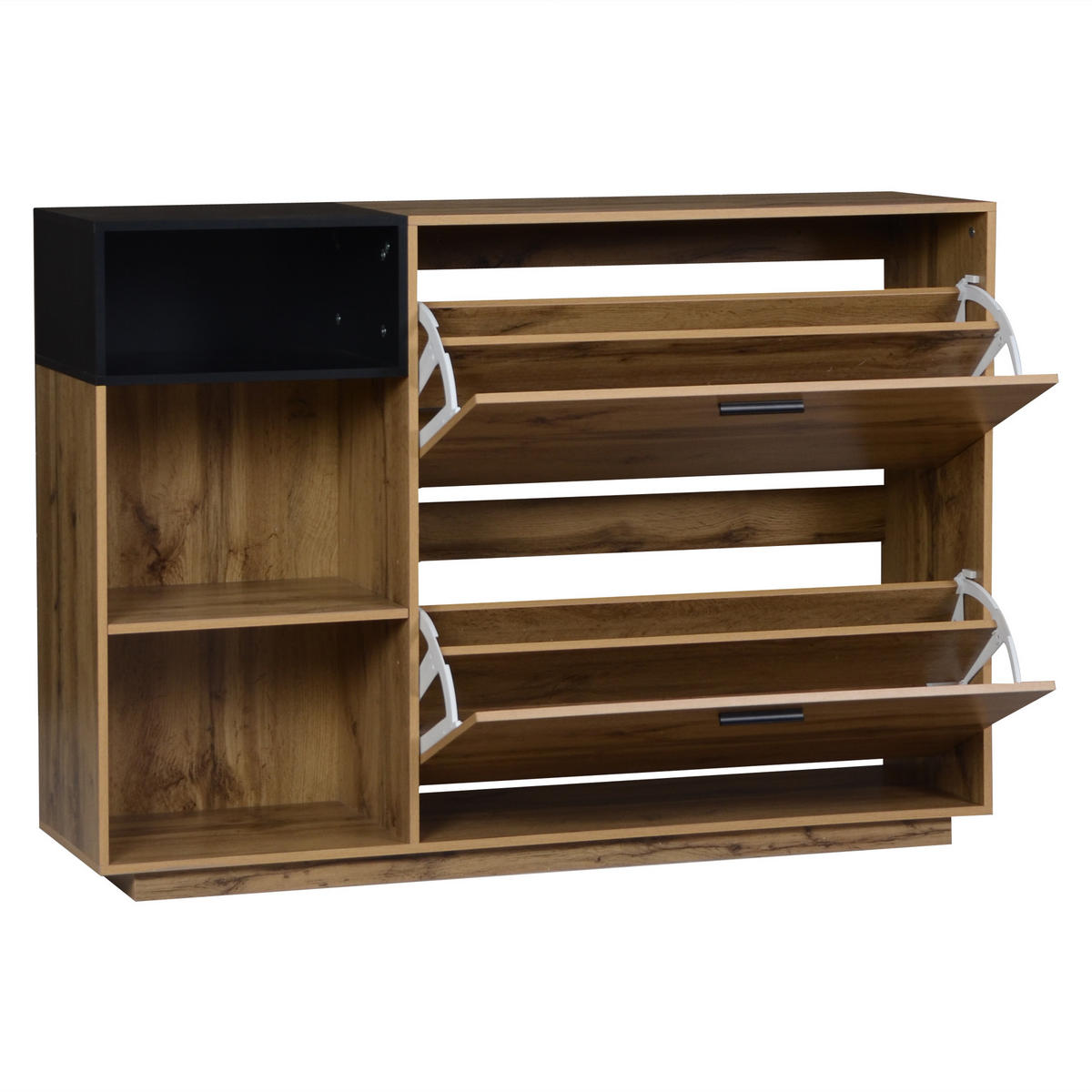 SCHUHSCHRANK Naturholzfarbe und Schwarz 120/32/84,5 cm - Naturfarben, Holzwerkstoff (120/84.5/32cm) - PANGIVO