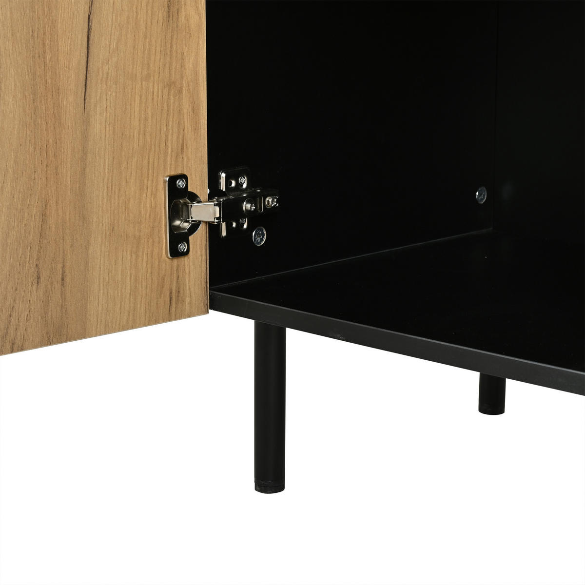 SIDEBOARD 120/40/76 cm in Naturholzoptik mit 3 Schubladen und 2 Schränken - Schwarz/Naturfarben, Holzwerkstoff/Metall (120/76/40cm) - CHICFURN