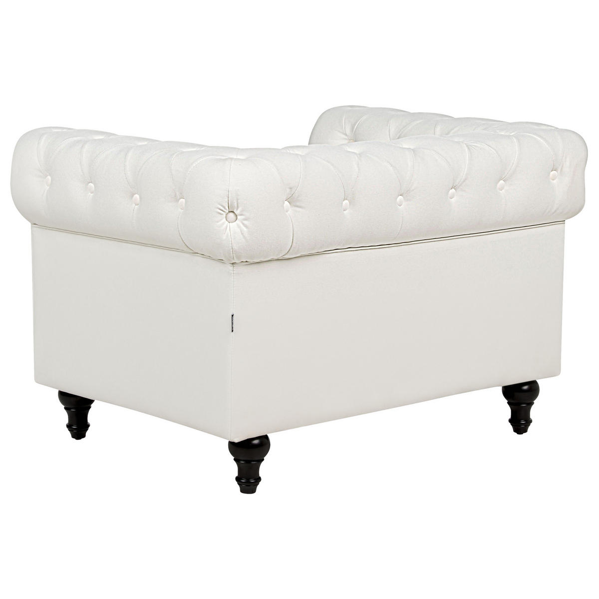 SESSEL Cremeweiß Chesterfield - Dunkelbraun/Weiß, Textil (110/70/75cm) - Beliani