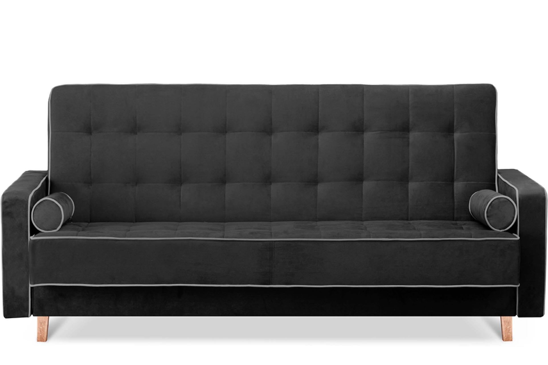 3-SITZER-SCHLAFSOFA DOZER mit 2 Zierkissen und Wellenunterfederung , Schwarz - Schwarz, Textil (223/94/93cm) - KONSIMO®