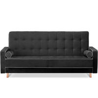 3-SITZER-SCHLAFSOFA DOZER mit 2 Zierkissen und Wellenunterfederung , Schwarz - Schwarz, Textil (223/94/93cm) - KONSIMO®
