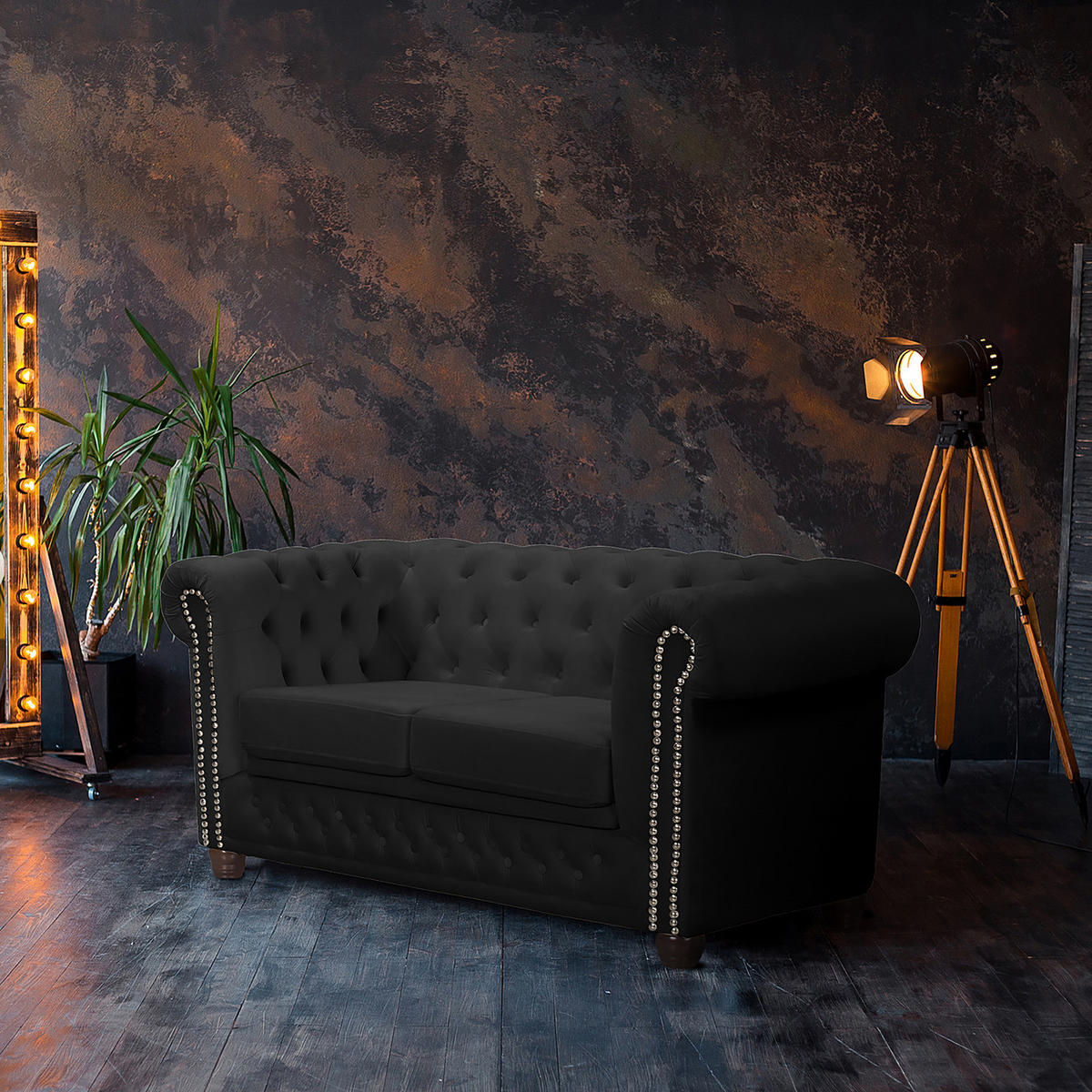 2-SITZER SOFA - Buchefarben/Schwarz, Buchenholz/Textil (148/72/86cm) - home24