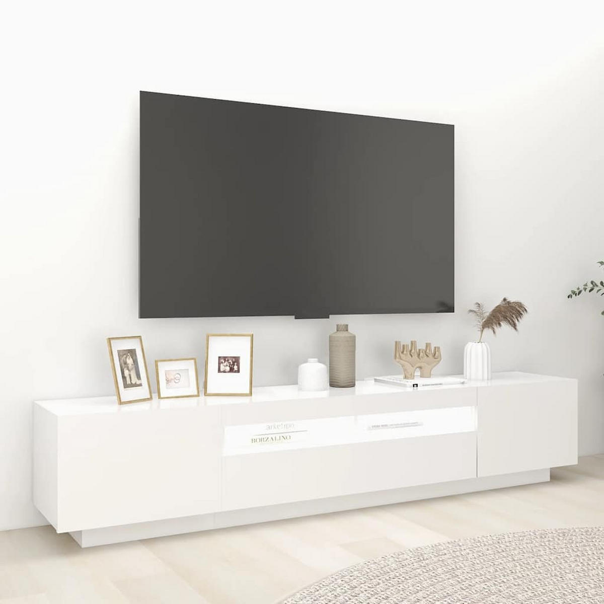TV-SCHRANK Mit Led-Leuchten Weiss 200/35/40 Cm - Weiß, Holzwerkstoff (35/40/200cm) - vidaXL