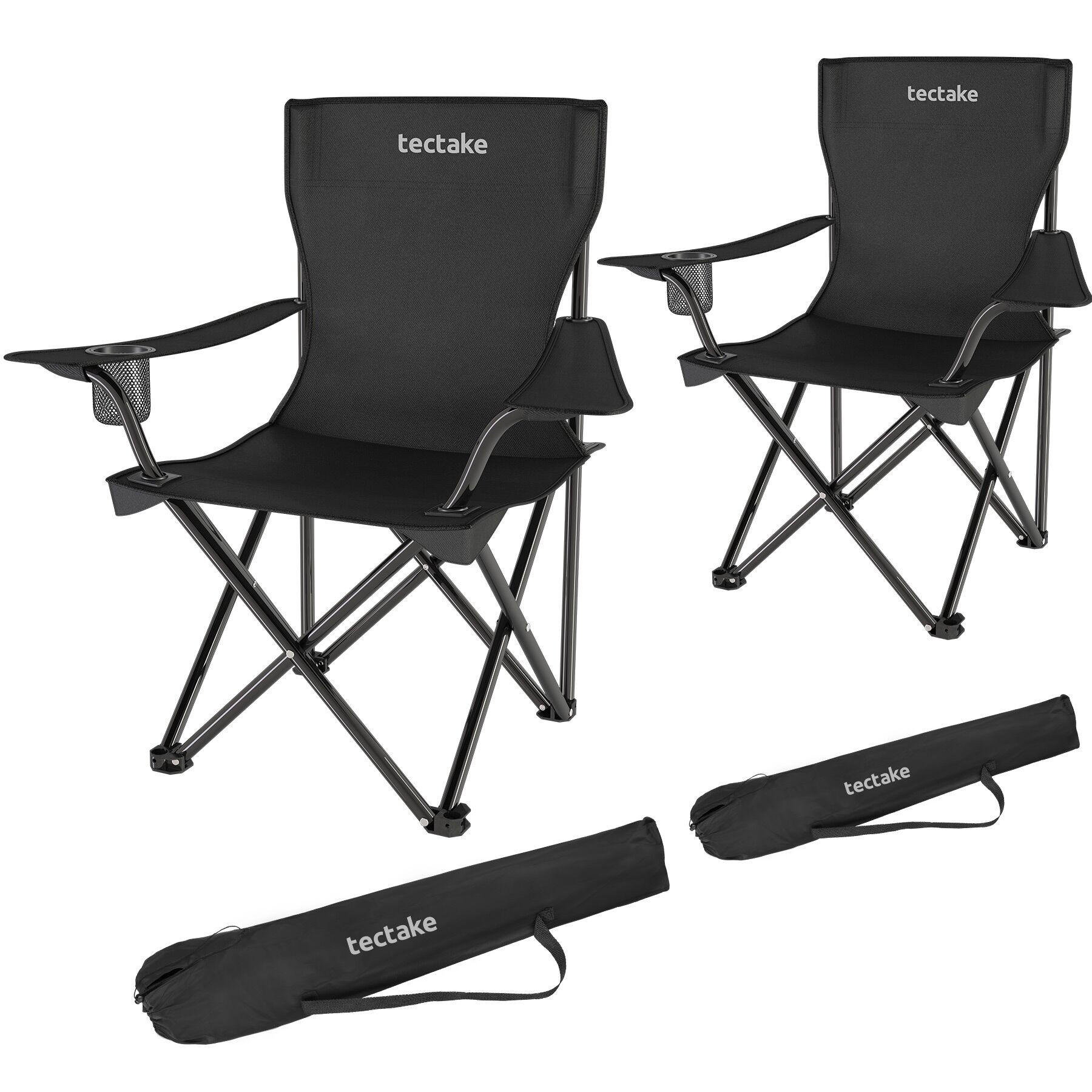 CAMPINGSTUHL 2er Set Gil, 80 x 48 x 84,5 cm, schwarz - Schwarz, Metall (48/84.5/80cm) - tectake