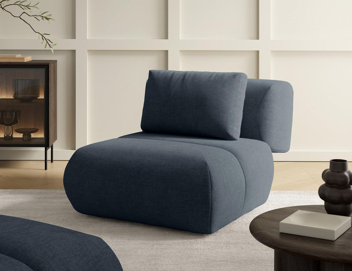 SESSEL ATOMO, Modern Polstersessel Loungesessel, Chenille-Stoff Blau - Blau, Holz/Metall (98/82/134cm) - MASSENO