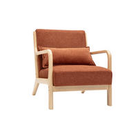 SESSEL Stoff Samteffekt Rostbraun Helles Massivholz DERRY - Terracotta, Holz (84/76/65.5cm) - Miliboo