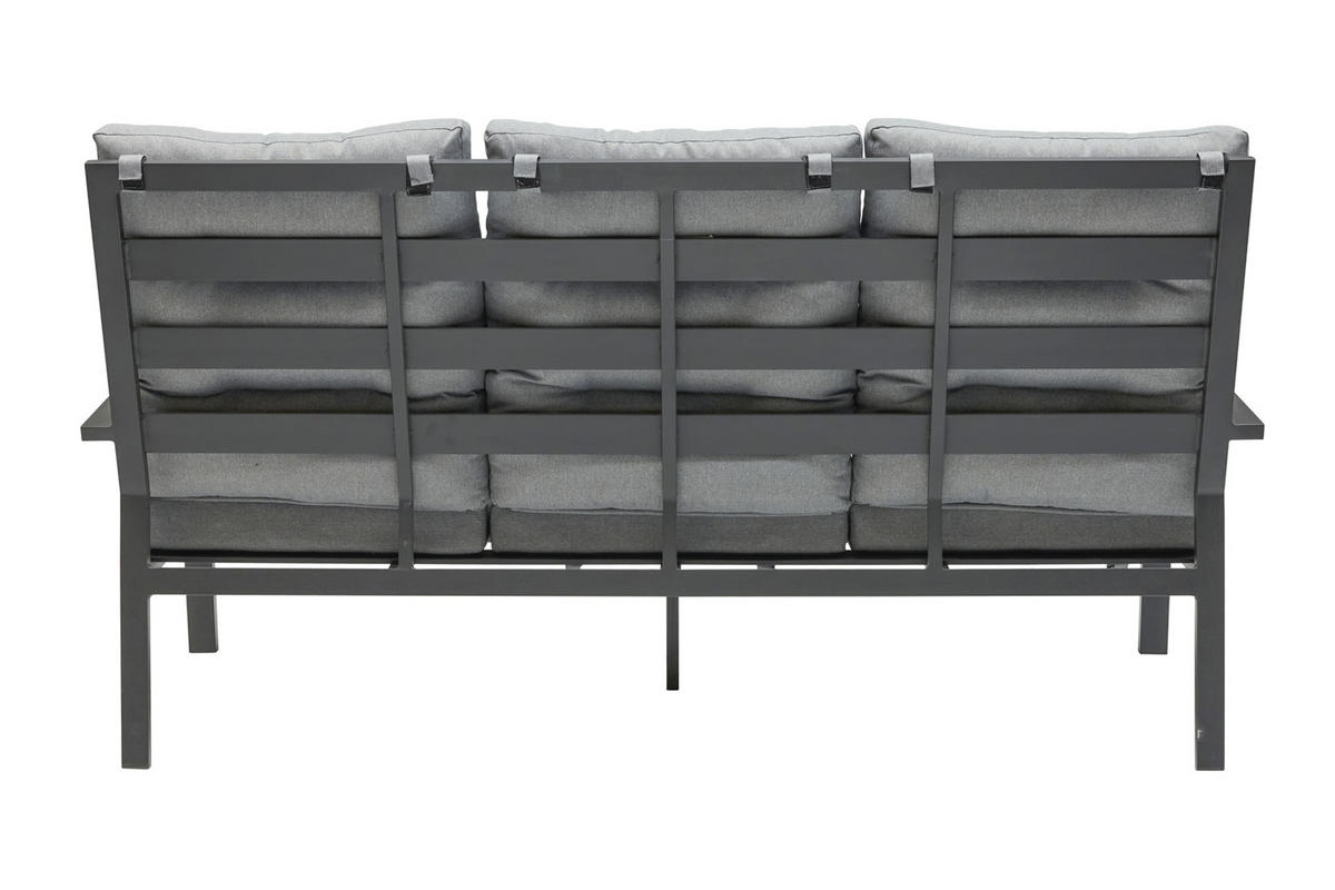 LOUNGESOFA Burundi 210x85x109 cm, Metall, Anthrazit - Anthrazit/Grau, Metall (210/109/85cm) - dasmöbelwerk