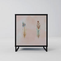 SIDEBOARD THE DELIQUESCE, Schwarz, 57,5x42x67,5 cm, Schwarze Metall-Rahmenfüße - Multicolor/Schwarz, Holzwerkstoff/Metall (57.5/67.5/42cm) - SpaceRebels