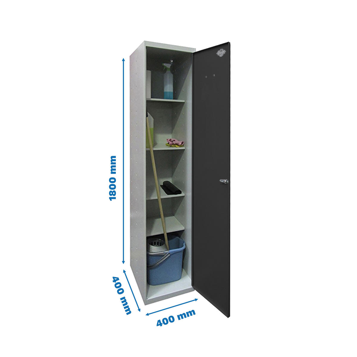 PUTZMITTELSCHRANK Amego HxBxT 180x40x40 cm 4x Fachboden Anthrazit-Grau - Anthrazit, Metall (40/180/40cm) - PROREGAL