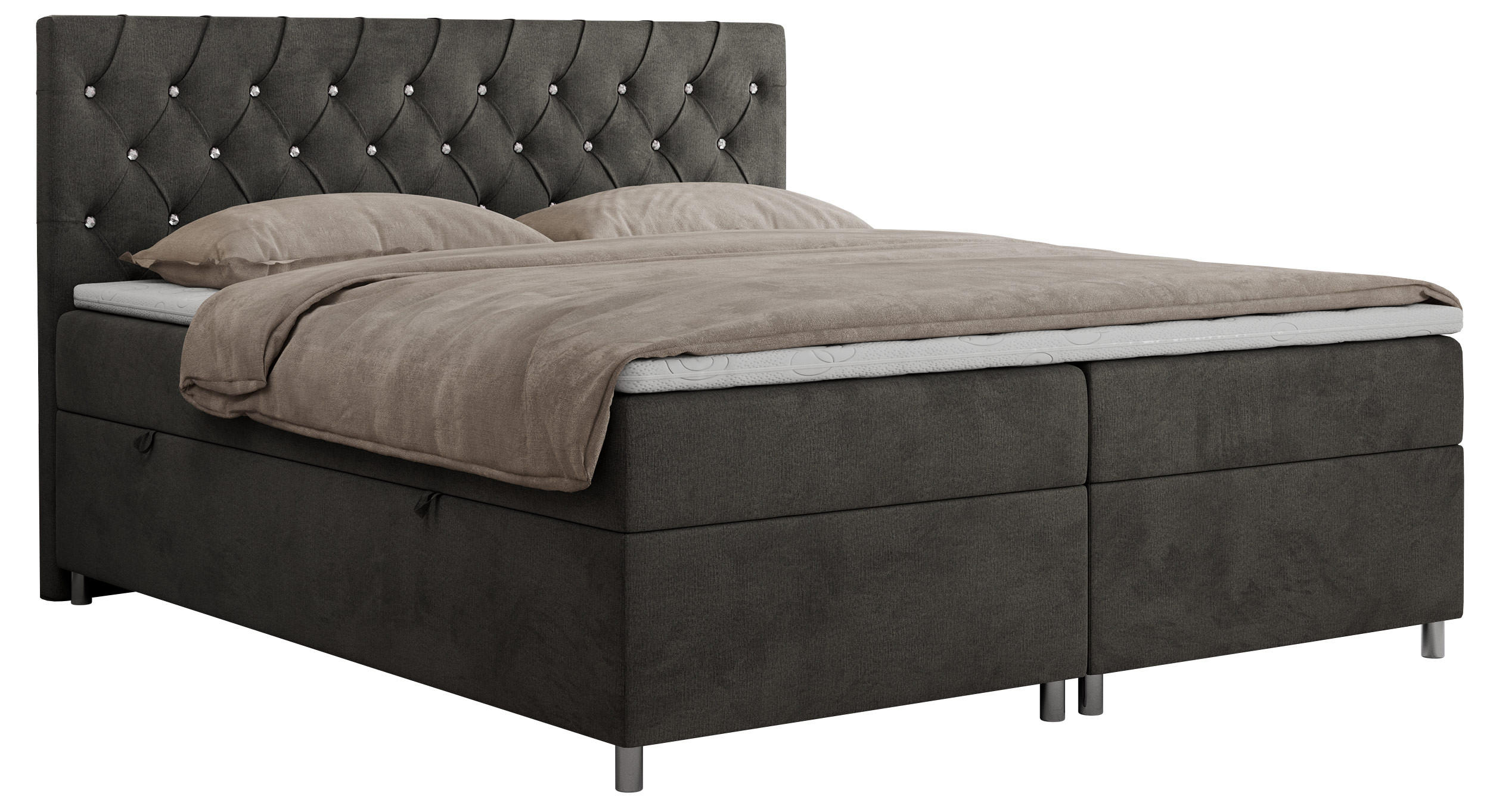 BOXBETT ROMA 120/200 - Dunkelgrau Velvet - H3 - Dunkelgrau, Holz/Textil (120/200cm)