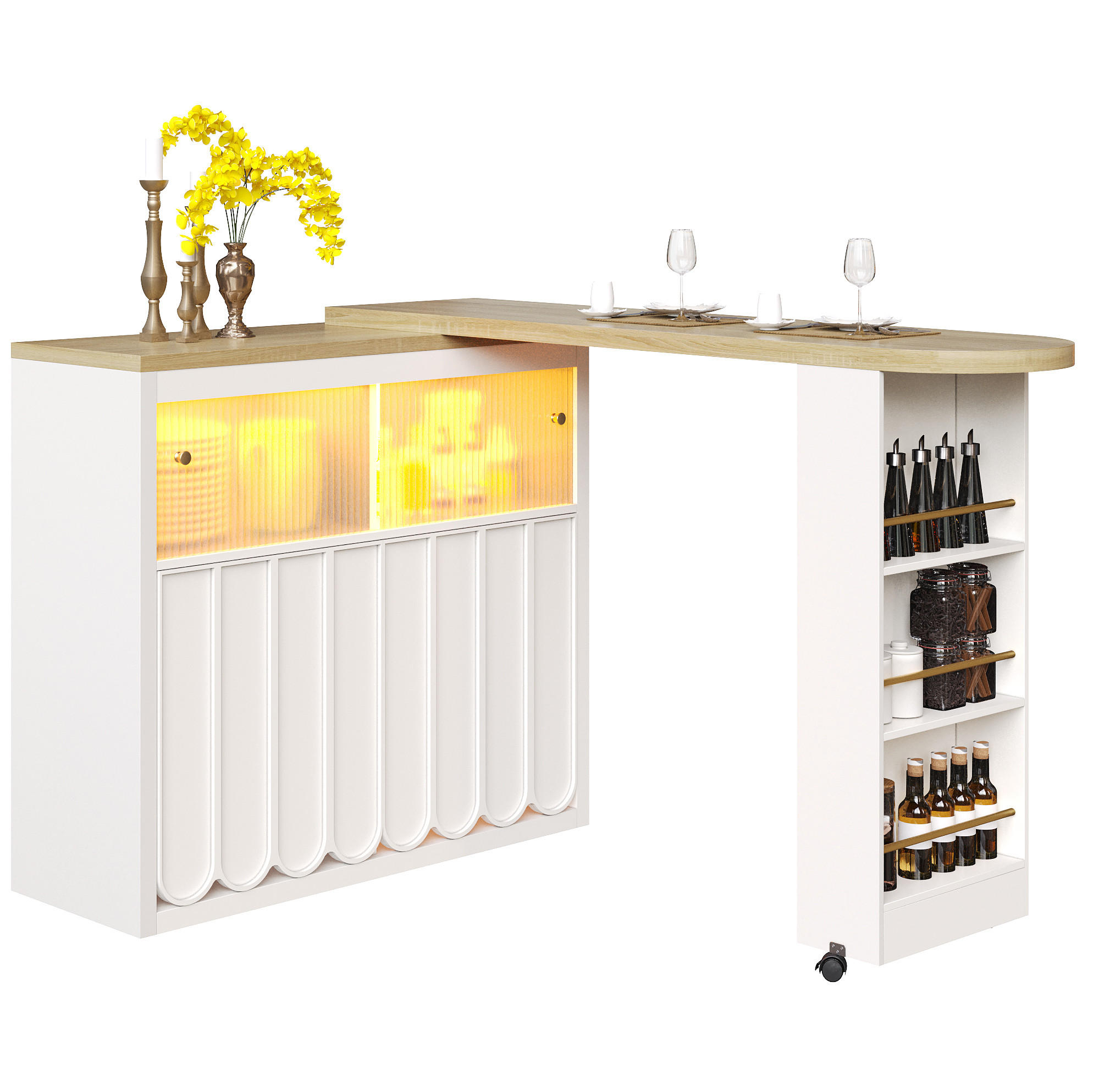 Meubliv Bartisch Weiß 39x100x205 cm