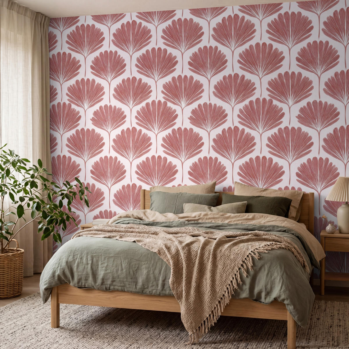 TAPETE - Fächer - Motiv - Terra - 350x300 cm - Rotbraun, Papier (350/300cm) - OnlyWow