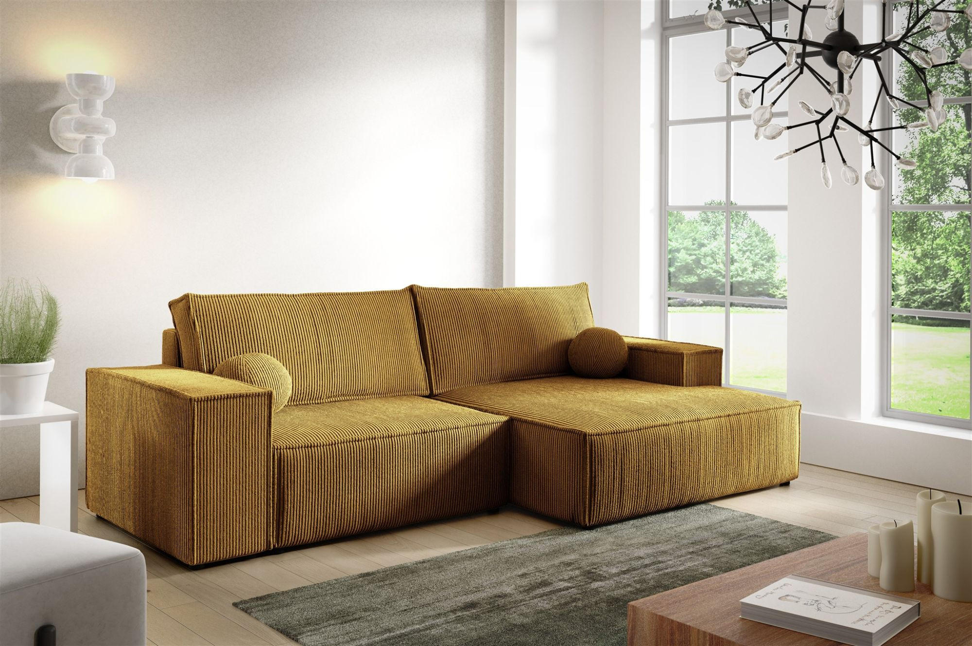 ECKSOFA Corunia Xs - Gelb, Holzwerkstoff/Textil (255/148cm) - Fun Möbel