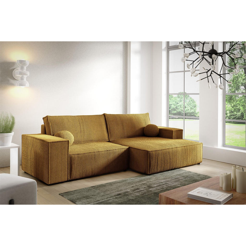 Thumbnail - Fun Möbel Ecksofa, Gelb, Textil, Ottomane rechts, 255x148 cm, Wohnzimmer, Sofas & Couches, Wohnlandschaften, Ecksofas