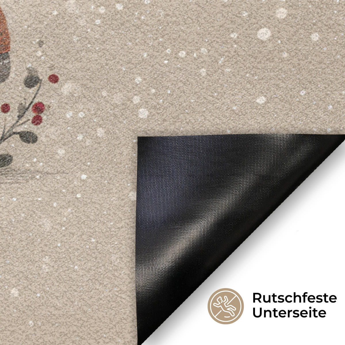 FUSSMATTE Wichtel - Weihnachten - Schnee - Zipfelmützen 60x40 cm - Beige, Kunststoff (60/0.4cm) - MuchoWow