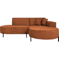 ECKSOFA Hana Loft 3-Sitzer Ecke Rechts, Cordstoff Chenille, Orange 241/80/168 cm - Schwarz/Orange, Textil/Metall (241/168cm) - WFL GROUP