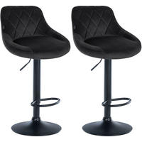 BARHOCKER 2er Set Samt schwarz - Schwarz, Textil/Metall (46/83/49cm) - CLP