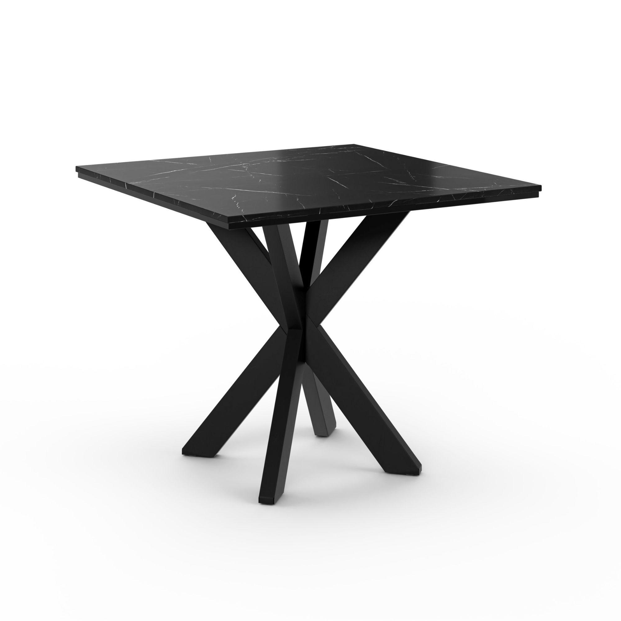 ESSTISCH Schwarz Marmoroptik 90x90 cm - Schwarz, Holzwerkstoff (90/90/76.5cm) - PROSPERO