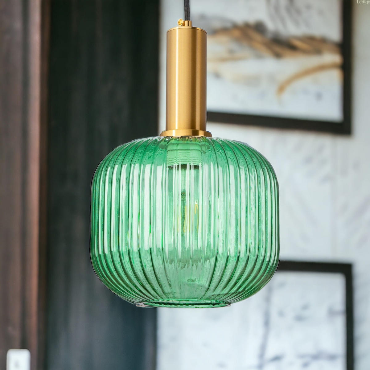 PENDELLEUCHTE Paris - Goldfarben/Schwarz, Glas/Metall (19/19/125cm)